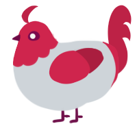 A mist and crimson chicken with a head pattern