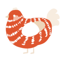 A vermilion and cream chicken with a bar pattern