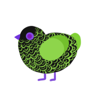 Midorine, a black and grass chicken with a double-lace pattern