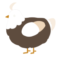 A bark and cream chicken with a head pattern