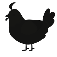 A black chicken with a head pattern