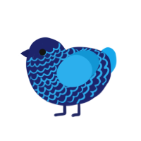 Storm, a navy and sapphire chicken with a lace pattern