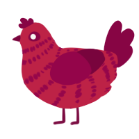 A crimson and maroon chicken with a bar pattern
