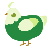 A viridian and apple chicken with a head pattern