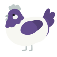 A white and overcast chicken with a head pattern
