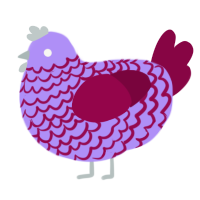 A lilac and maroon chicken with a lace pattern
