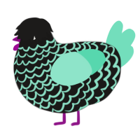 A sable and mint chicken with a lace pattern