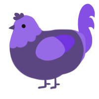 A overcast and blurple chicken with a head pattern