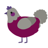 A wine and ash chicken with a head pattern