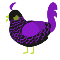 A sable and violet chicken with a lace pattern
