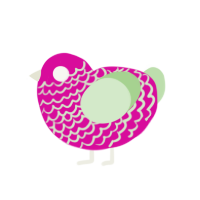 Yonryu, a fuchsia and gluppy chicken with a lace pattern