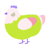 A lime and rose chicken with a head pattern