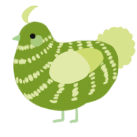 A chartreuse and lemon chicken with a bar pattern