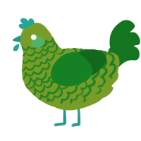 A chartreuse and leaf chicken with a lace pattern