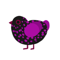 Polka, a sable and plum chicken with a speckle pattern