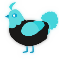 A sable and aqua chicken with a head pattern