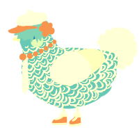 A sky and mist chicken with a double-lace pattern