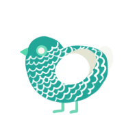 GetInto Hypnosis Mic, a turquoise and white chicken with a lace pattern