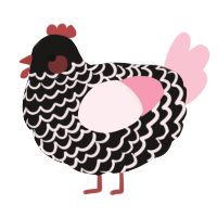 A sable and rose chicken with a lace pattern