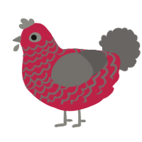 A crimson and grey chicken with a lace pattern