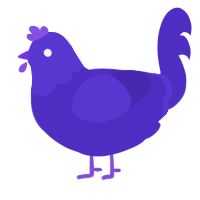 A indigo chicken with a head pattern