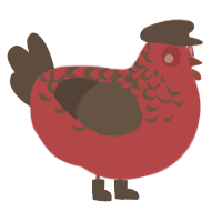 A red and bark chicken with a half-lace pattern