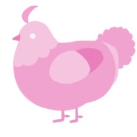 A pink chicken with a head pattern