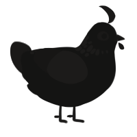 A black and sable chicken with a neck-speckle pattern
