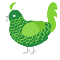 A viridian and grass chicken with a lace pattern