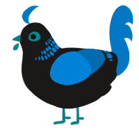 A sable and sapphire chicken with a neck-band pattern