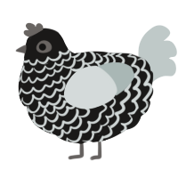 A sable and silver chicken with a lace pattern