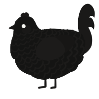 A black and sable chicken with a lace pattern