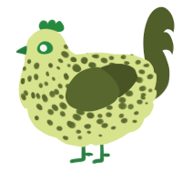 A lemon and olive chicken with a speckle pattern