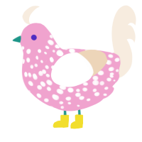 A pink and cream chicken with a speckle pattern