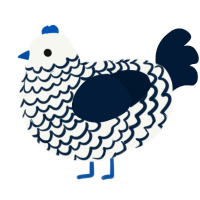 A white and tumblr chicken with a lace pattern