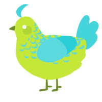 A lime and aqua chicken with a half-lace pattern