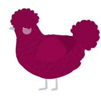A maroon chicken with a lace pattern