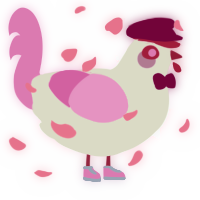 A white and pink chicken