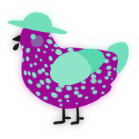 A plum and mint chicken with a speckle pattern