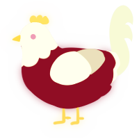 A maroon and silver chicken with a head pattern