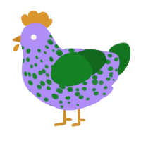 A lilac and leaf chicken with a speckle pattern