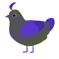 A olive and indigo chicken with a lace pattern