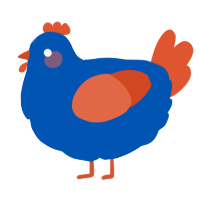 A ultramarine and vermilion chicken