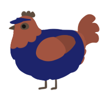 A navy and russet chicken with a head pattern