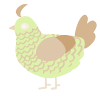 A apple and beige chicken with a lace pattern