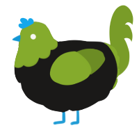 A sable and chartreuse chicken with a head pattern