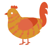 A orange and vermilion chicken with a bar pattern