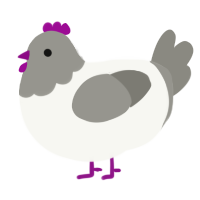 A white and ash chicken with a head pattern