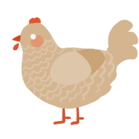 A beige chicken with a lace pattern