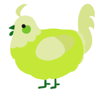 A lime and lemon chicken with a head pattern